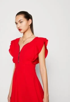 Wal G Danya Ruffle Sleeve Zip Skater Dress - Jerseyjurk - Red -Wal G 01e0538493bb4bebb94297c3fa3a3baf scaled