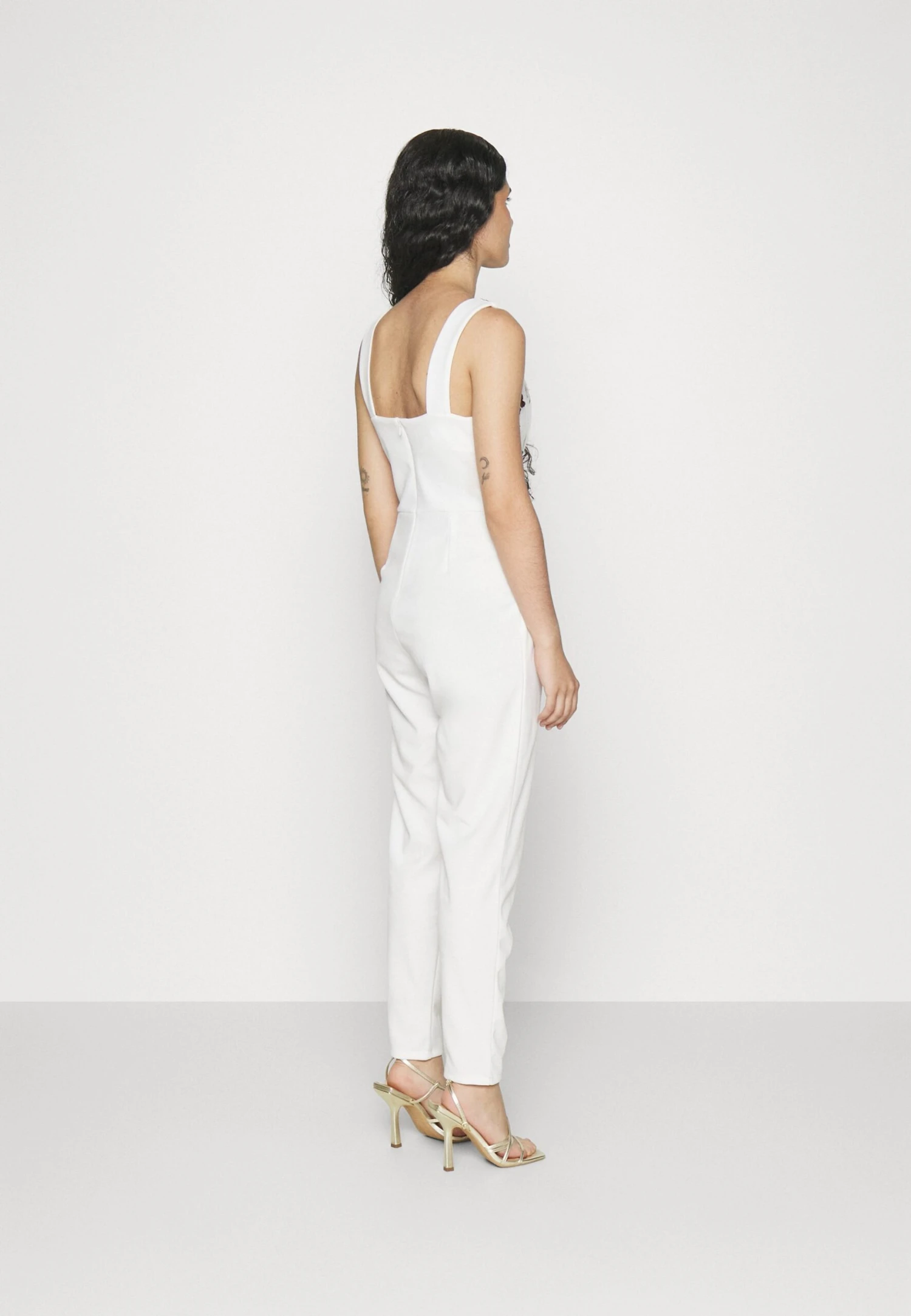 Contrast Plunge - Jumpsuit - White Floral 3 Contrast Plunge - Jumpsuit - White Floral - Afbeelding 3