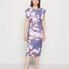 Wal G Diana Ruffle Sleeve Midi Dress - Jerseyjurk - Purple