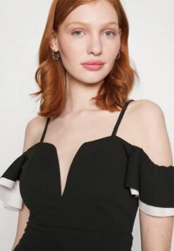 Wal G Simah Frill Midi Dress - Jerseyjurk - Black/White -Wal G 13f01d7a29444499891f1092dccbf0a9 scaled