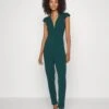 Wal G Short Sleeve V Neck - Jumpsuit - Forest Green