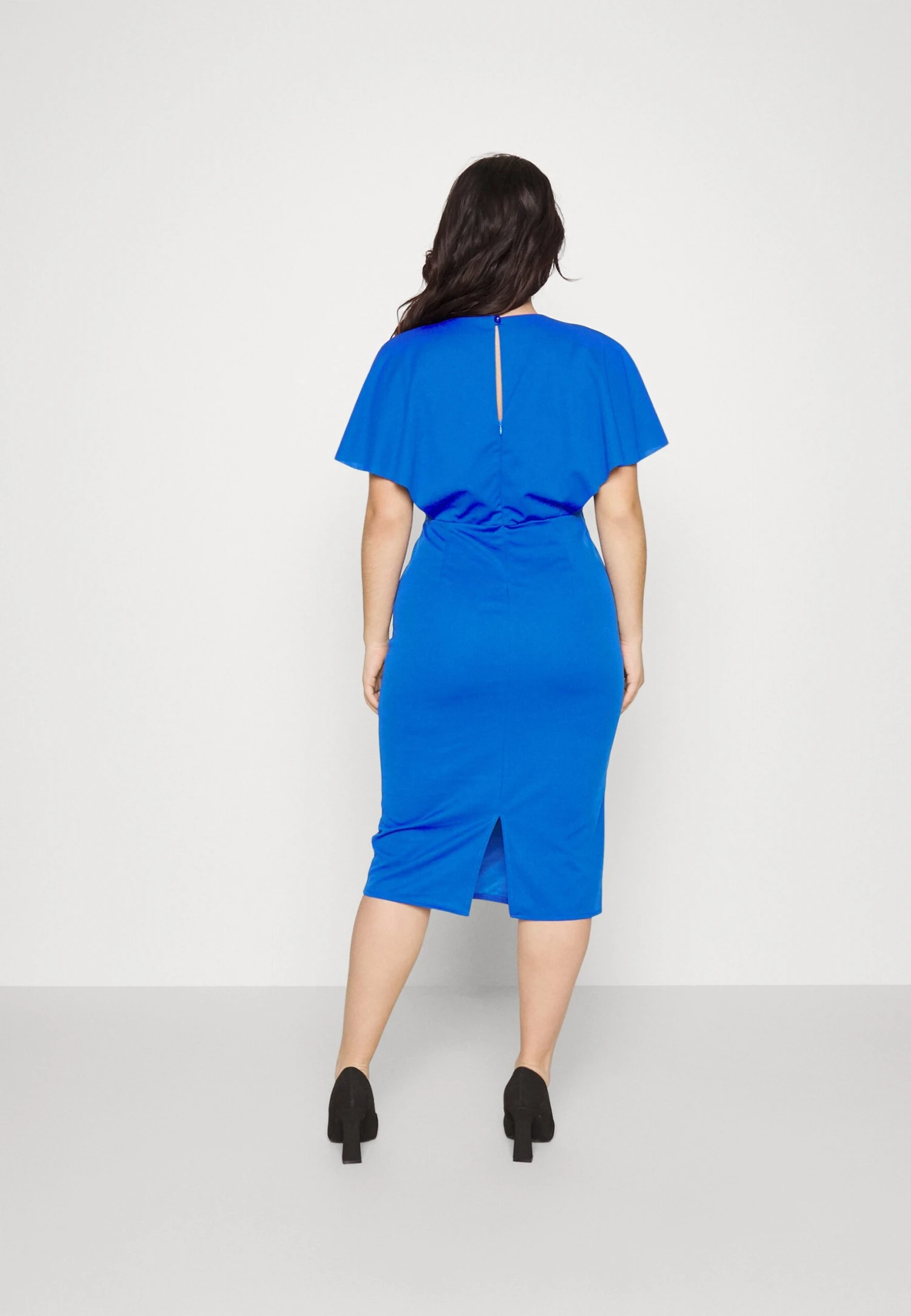 Donn V Neck Midi - Etui-Jurk - Electric Blue 3 Donn V Neck Midi - Etui-Jurk - Electric Blue - Afbeelding 3