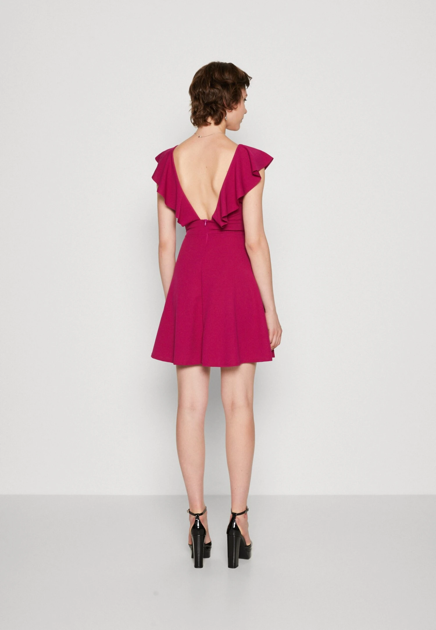 Wal G Micky Ruffle Skater - Cocktailjurk - Raspberry 3 Wal G Micky Ruffle Skater - Cocktailjurk - Raspberry - Afbeelding 3