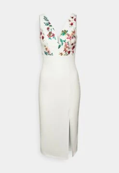 Wal G Embroidered V Neck Rose Midi - Cocktailjurk - White -Wal G 2d4209b90ebe43d6ba9143ae304026c2 scaled