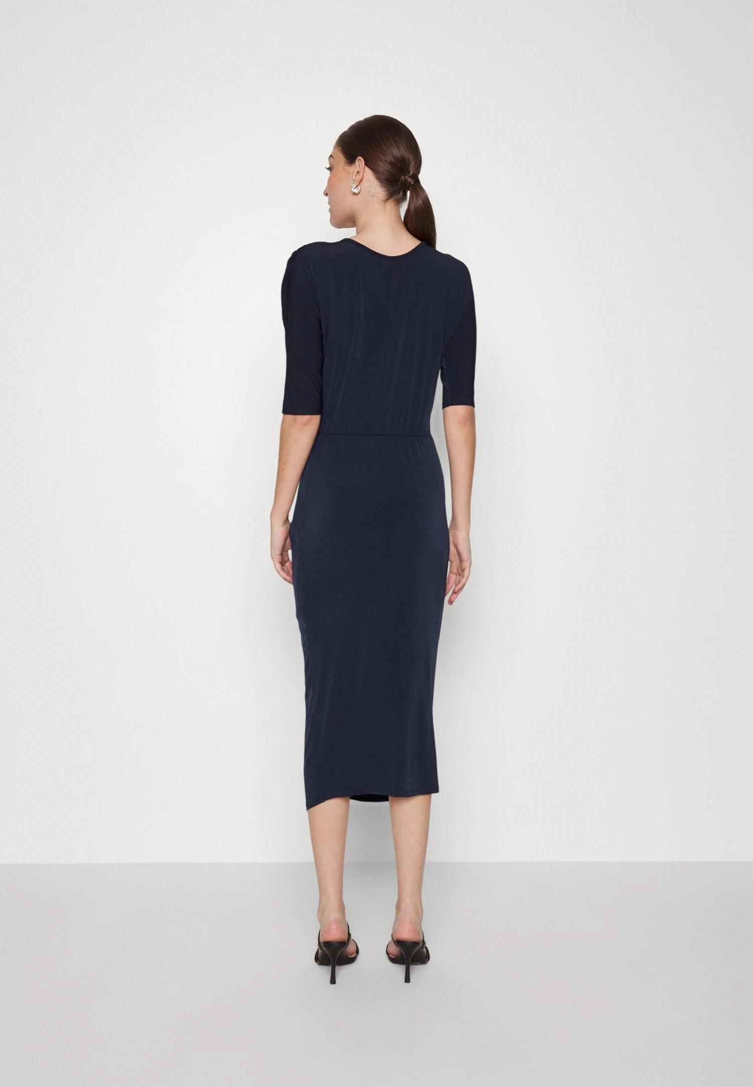 Knot Midi Dress - Jerseyjurk - Navy Blue 3 Knot Midi Dress - Jerseyjurk - Navy Blue - Afbeelding 3