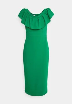 Wal G Himani Frill Neck Midi Dress - Jerseyjurk - Leaf Green -Wal G 3078c61c0678444ebbb97fc9460b17aa scaled