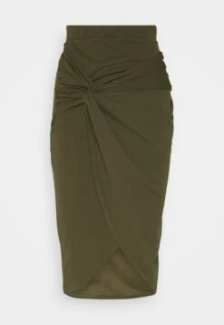 Wal G Aliya Knot Midi Skirt - Kokerrok - Dark Khaki -Wal G 3281acd7d55941599f7293c2dd6a3299 scaled