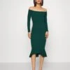 Wal G Michelle Off Shoulder Midi - Jerseyjurk - Emerald Green