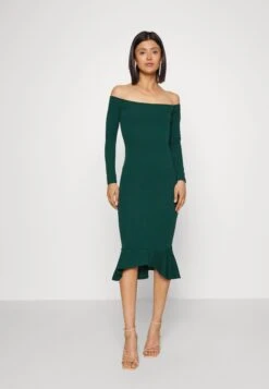 Wal G Michelle Off Shoulder Midi - Jerseyjurk - Emerald Green