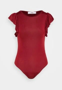 Wal G Ben Ruffle Bodysuit - T-Shirt Print - Burgundy -Wal G 39037d93766e41fab51fa2b52dc53716 scaled
