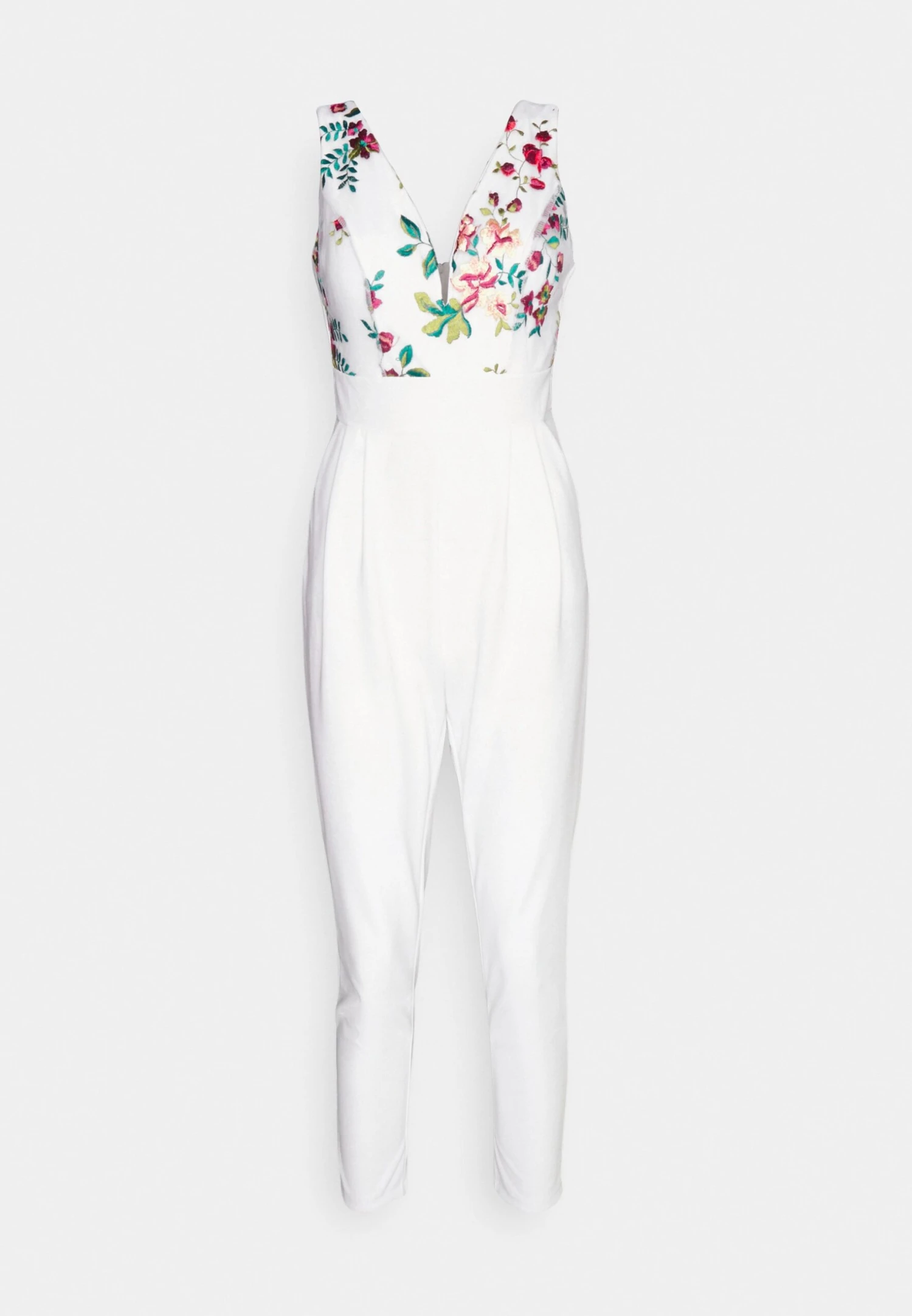 Contrast Plunge - Jumpsuit - White Floral 5 Contrast Plunge - Jumpsuit - White Floral - Afbeelding 5