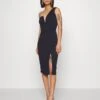 Wal G Gigi One Shoulder Midi Dress - Cocktailjurk - Navy Blue