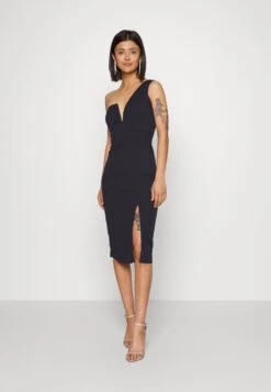 Wal G Gigi One Shoulder Midi Dress - Cocktailjurk - Navy Blue