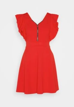 Wal G Danya Ruffle Sleeve Zip Skater Dress - Jerseyjurk - Red -Wal G 4ab8f7193b754078b58e24e2514a64eb scaled