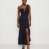 Wal G Soya One Shoulder Maxi Dress - Jerseyjurk - Navy Blue