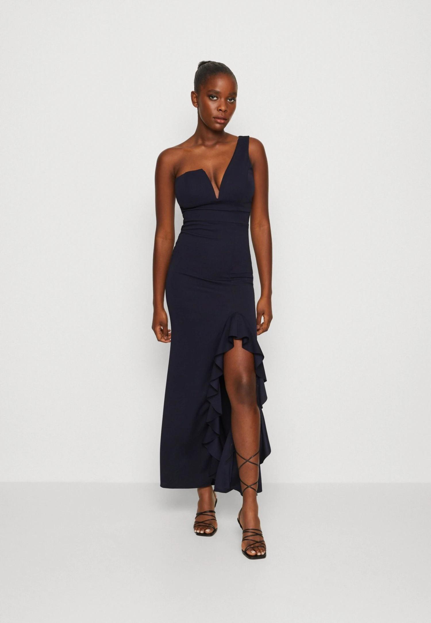 Wal G Soya One Shoulder Maxi Dress - Jerseyjurk - Navy Blue 1 Wal G Soya One Shoulder Maxi Dress - Jerseyjurk - Navy Blue