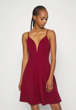 Wal G Vincent Skater Dress - Jerseyjurk - Wine