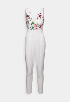 Wal G Print Contrast Plunge- Jumpsuit - White -Wal G 594e8789e1aa412fa240243afd2f9fb5 scaled