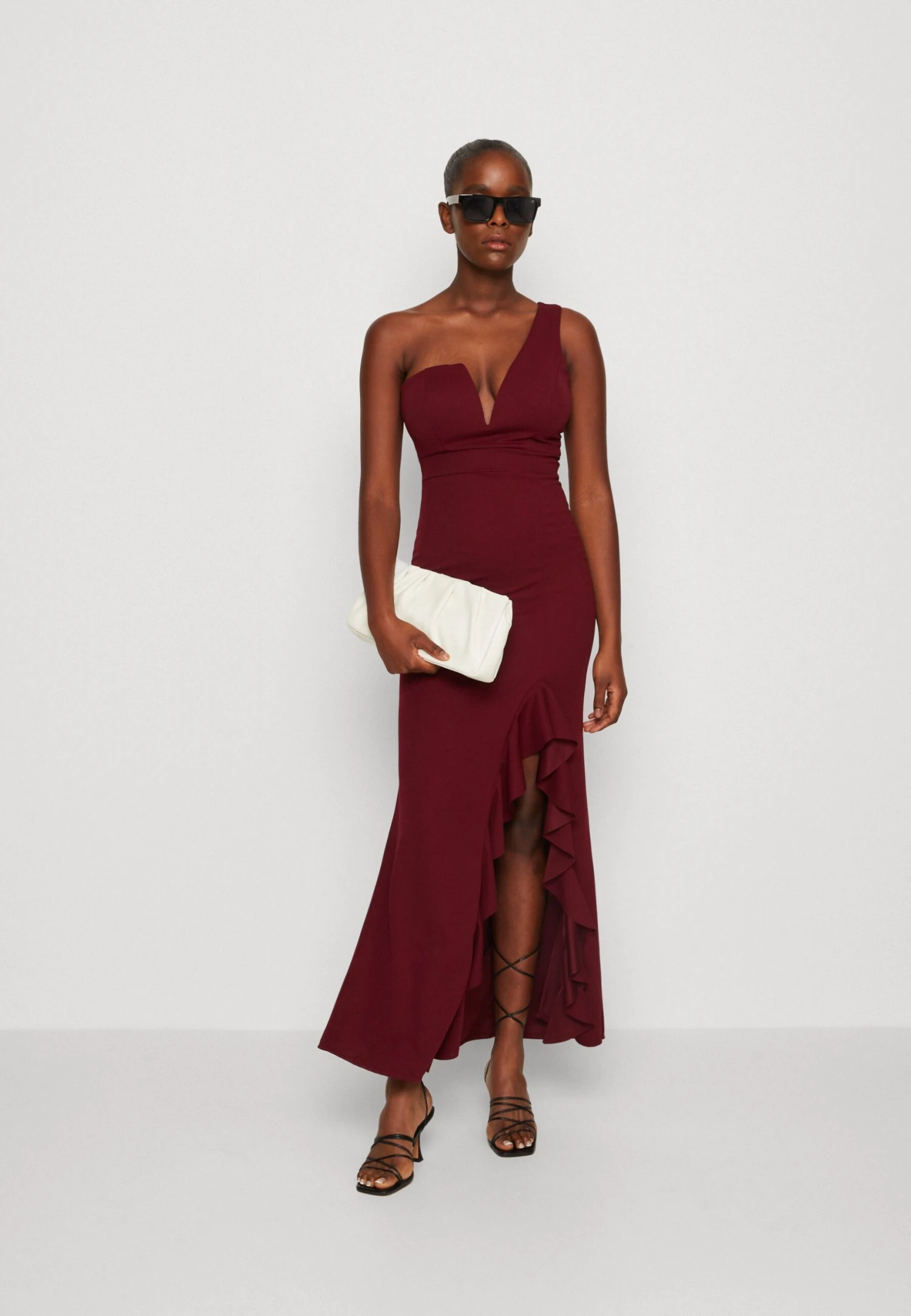 Wal G Soya One Shoulder Maxi Dress - Jerseyjurk - Berry Wine 2 Wal G Soya One Shoulder Maxi Dress - Jerseyjurk - Berry Wine - Afbeelding 2