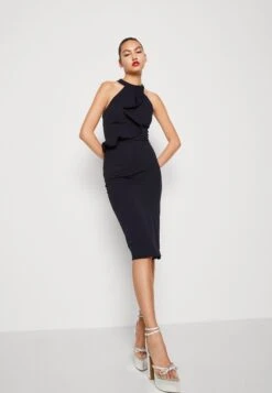 Wal G Sasha Frill Neck Midi Dress - Jerseyjurk - Navy Blue -Wal G 61b1a38812124e62b09c411de2867259 scaled