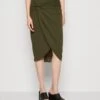 Wal G Aliya Knot Midi Skirt - Kokerrok - Dark Khaki