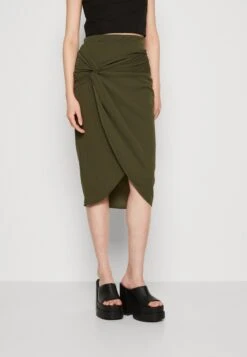 Wal G Aliya Knot Midi Skirt - Kokerrok - Dark Khaki