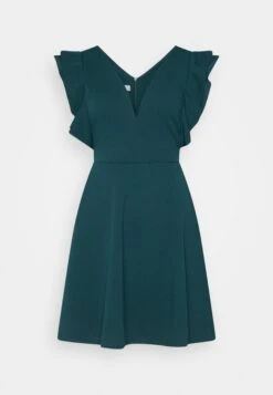 Wal G Lucia V Neck Frill Sleeve Skater Dress - Cocktailjurk - Forest Green -Wal G 68cd0a138bb84862b85359733b0cea2d scaled