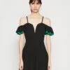 Wal G Lassy Ruffle Mini - Cocktailjurk - Black/Leaf Green