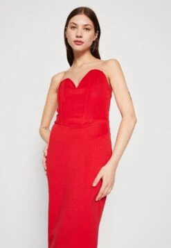 Wal G Dolly V Neck Midi - Jerseyjurk - Red -Wal G 733a9955c2324d5cb28030030e57d492 scaled
