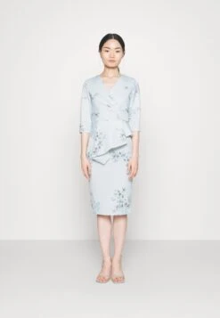 Isabella Wrap Print Midi - Jerseyjurk - Baby Blue