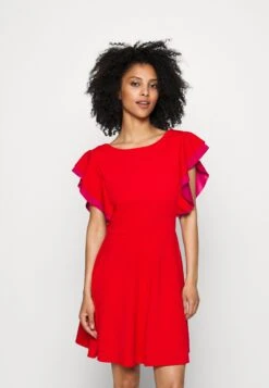 Max Ruffle Skater - Cocktailjurk - Red/Fuchsia