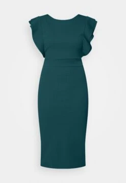 Wal G Diana Ruffle Sleeve Midi Dress - Jerseyjurk - Dark Teal Blue -Wal G 850721e6533e4bdf9527085d976465fd scaled