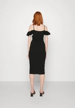 Wal G Simah Frill Midi Dress - Jerseyjurk - Black/White -Wal G 875e0b883e7b4f489069f67f47a236f0 scaled