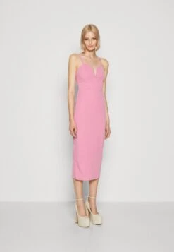 Wal G Dina V Neck Midi - Etui-Jurk - Rose Pink