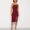 Wal G Strappy Square Neck Midi Dress - Etui-Jurk - Berry Wine