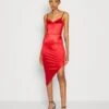 Wal G Archie Asymmetric Midi - Cocktailjurk - Red