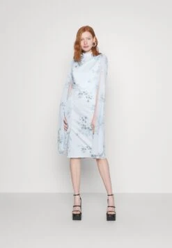 Wal G Wedding Cape Midi Dress - Jerseyjurk - Dark Blue/Multi