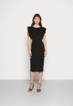 Wal G Kelly Ruffle Sleeve Midi Dress - Cocktailjurk - Black