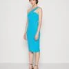 Wal G Meg One Shoulder Midi - Cocktailjurk - Mediterranean Blue