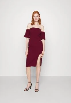 Wal G Cylon Off Shoulder Midi Dress - Cocktailjurk - Berry Wine