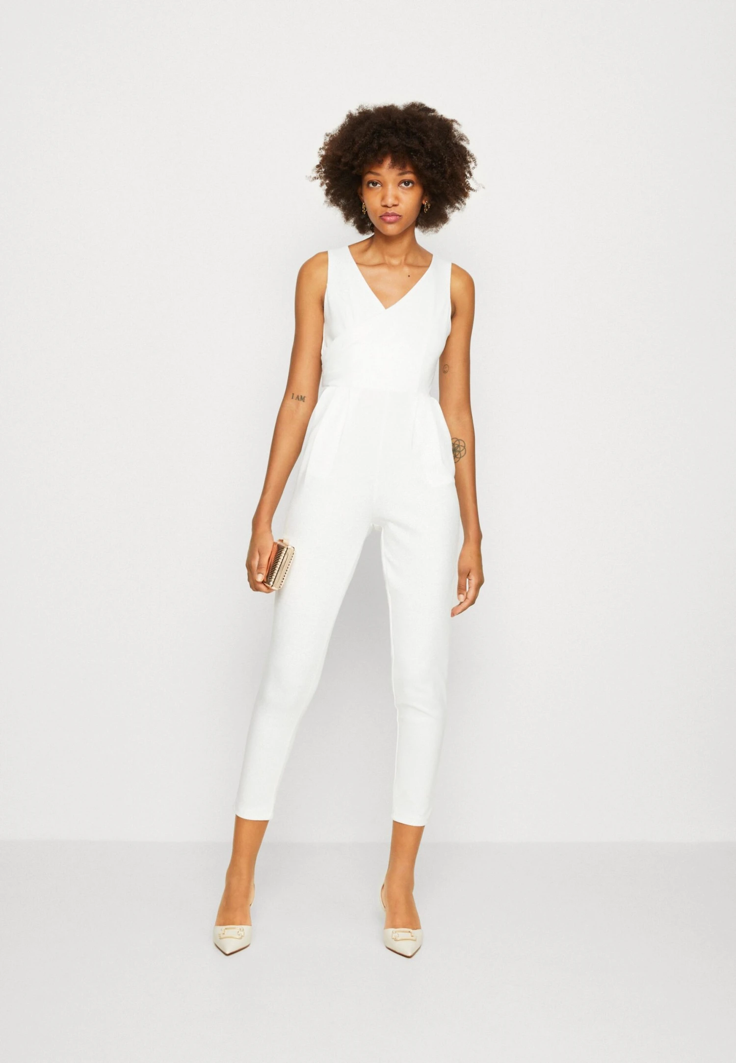 Wal G Toby V Neck - Jumpsuit - White 2 Wal G Toby V Neck - Jumpsuit - White - Afbeelding 2