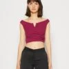 Wal G Valentines Heart Crop - Top - Magenta