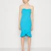 Wal G Chrissy Ruffle Midi - Jerseyjurk - Mediterranean Blue