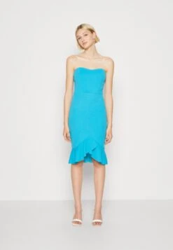 Wal G Chrissy Ruffle Midi - Jerseyjurk - Mediterranean Blue