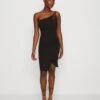 Wal G Valencia Cut Out One Shoulder Midi Dress - Jerseyjurk - Black