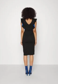 V Neck Ruffle Sleeve Midi Dress - Cocktailjurk - Black/Royal Blue -Wal G b542676693d347fcb38c68ef59a03de1 scaled