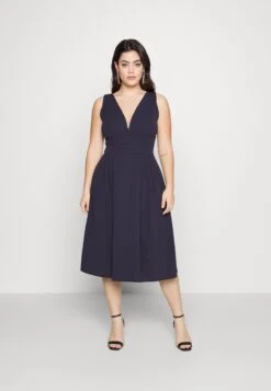 Kandy V Neck Midi - Jurk - Navy Blue