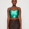 Wal G Daz Heart Neck Crop- Top - Leaf Green