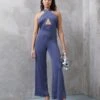 Wal G Party Jojo Halter - Jumpsuit - Denim Blue