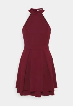Wal G Cheryl Halter Neck Skater Dress - Jurk - Wine